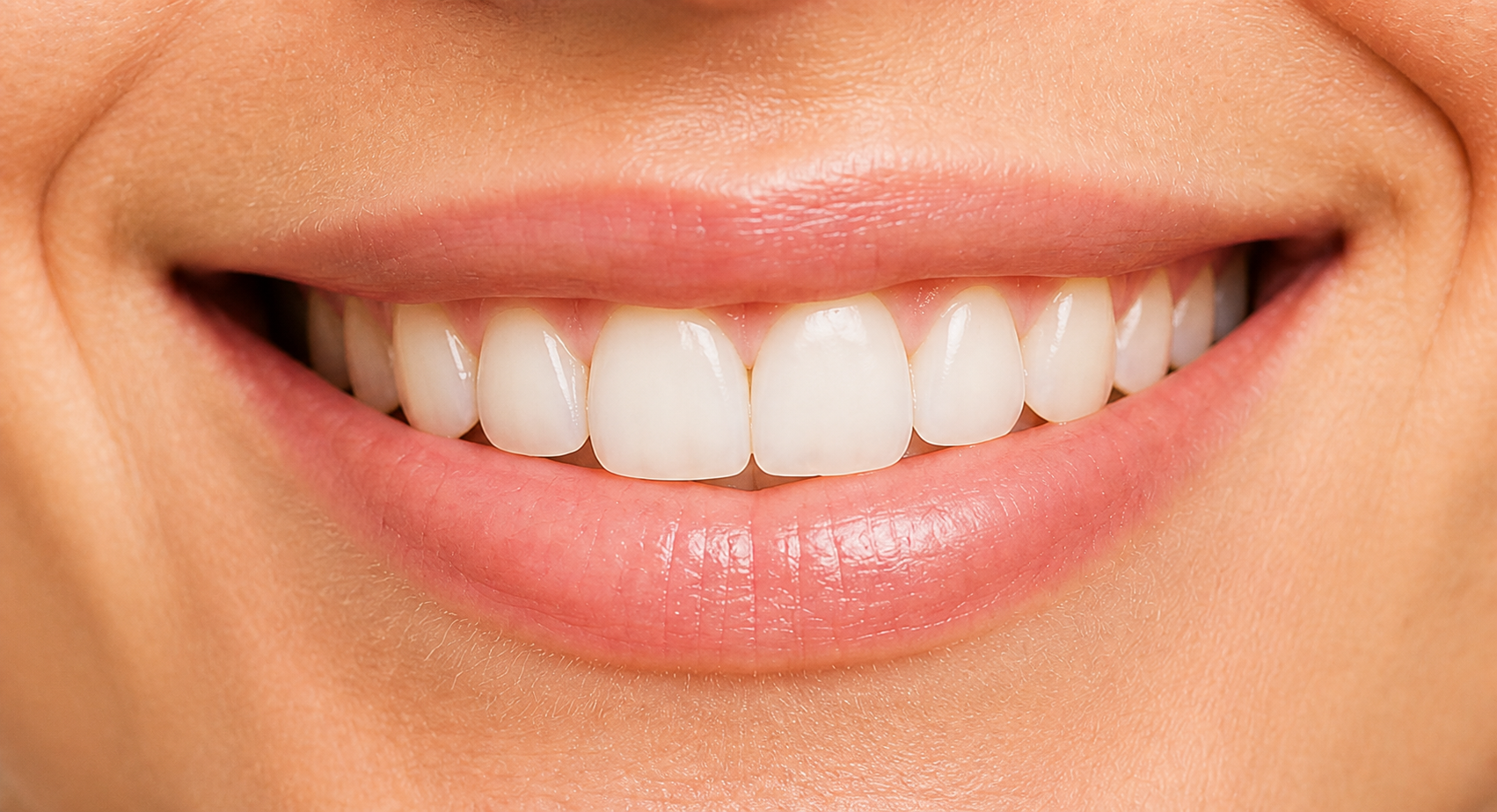 Close-up focused on a bright, healthy smile and teeth